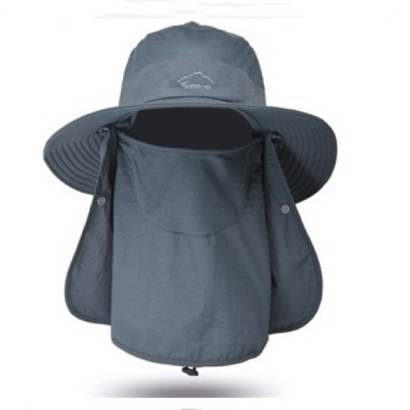 2 X Sun Protection Hats Removable Mesh Face Neck flaps Adjustable Size Unisex - Picture 4 of 14